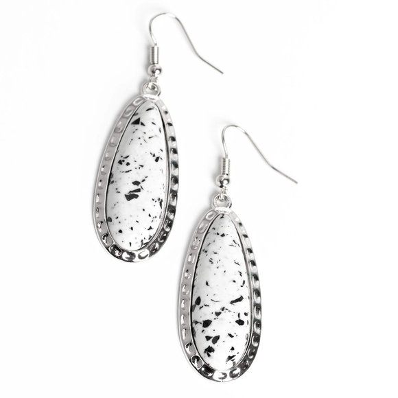 paparazzi Jewelry - TEARDROP-Dead Dynasty - White Earrings